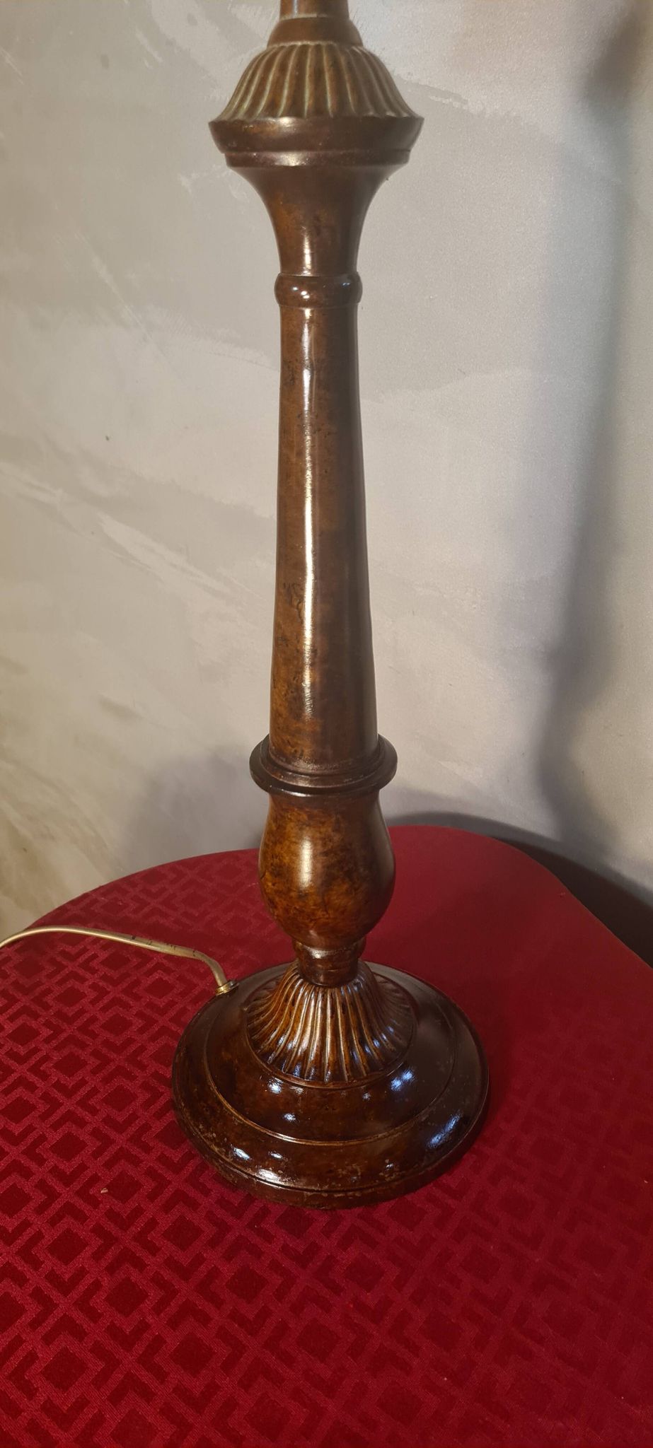 1930s tortoiseshell painted steel lamp with parchment shade 73x40 cm
