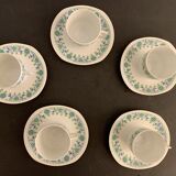 10 cups and 10 saucers in fine porcelain bernardaud cie, limoges for christofle, model eridan