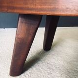 Brutalist Rustic Slate Tile & Oak Coffee Table, Belgium, 1960s