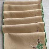 Nappe à thé brodée vintage et serviettes