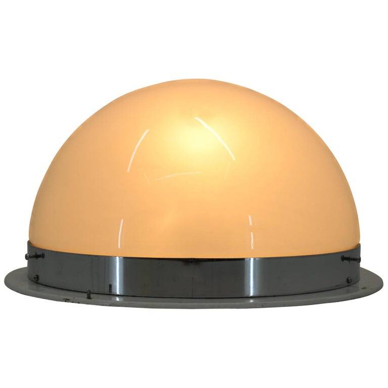 Big Bauhaus Chrome Ceiling Light, 1940s / Zukov