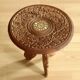 Handmade hand carved wooden plant stand, vintage from the 1970s
