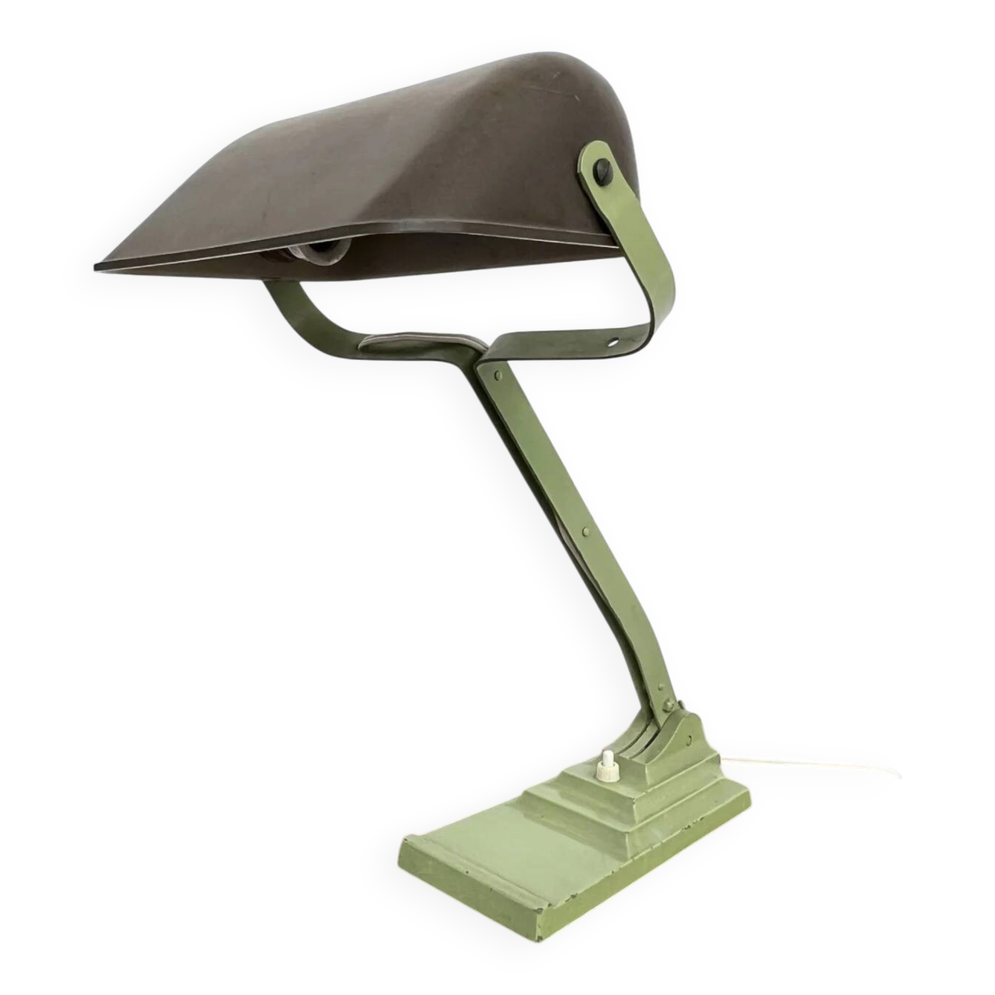 Articulated desk lamp ERPE — Pale green and Bakelite, Belgium, 1930s-40s