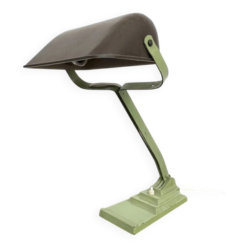 Articulated desk lamp ERPE — Pale green and Bakelite, Belgium, 1930s-40s
