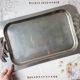 Vintage tray in silver stainless steel and palm tree