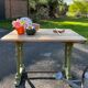 Table ancienne pieds verts patinés