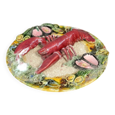 Large trompe l'oeil pottery seafood plate