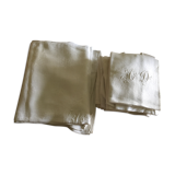 Old table set 12 napkins and tablecloth monogrammed AD