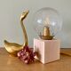 Vintage glass globe table lamp and wooden foot