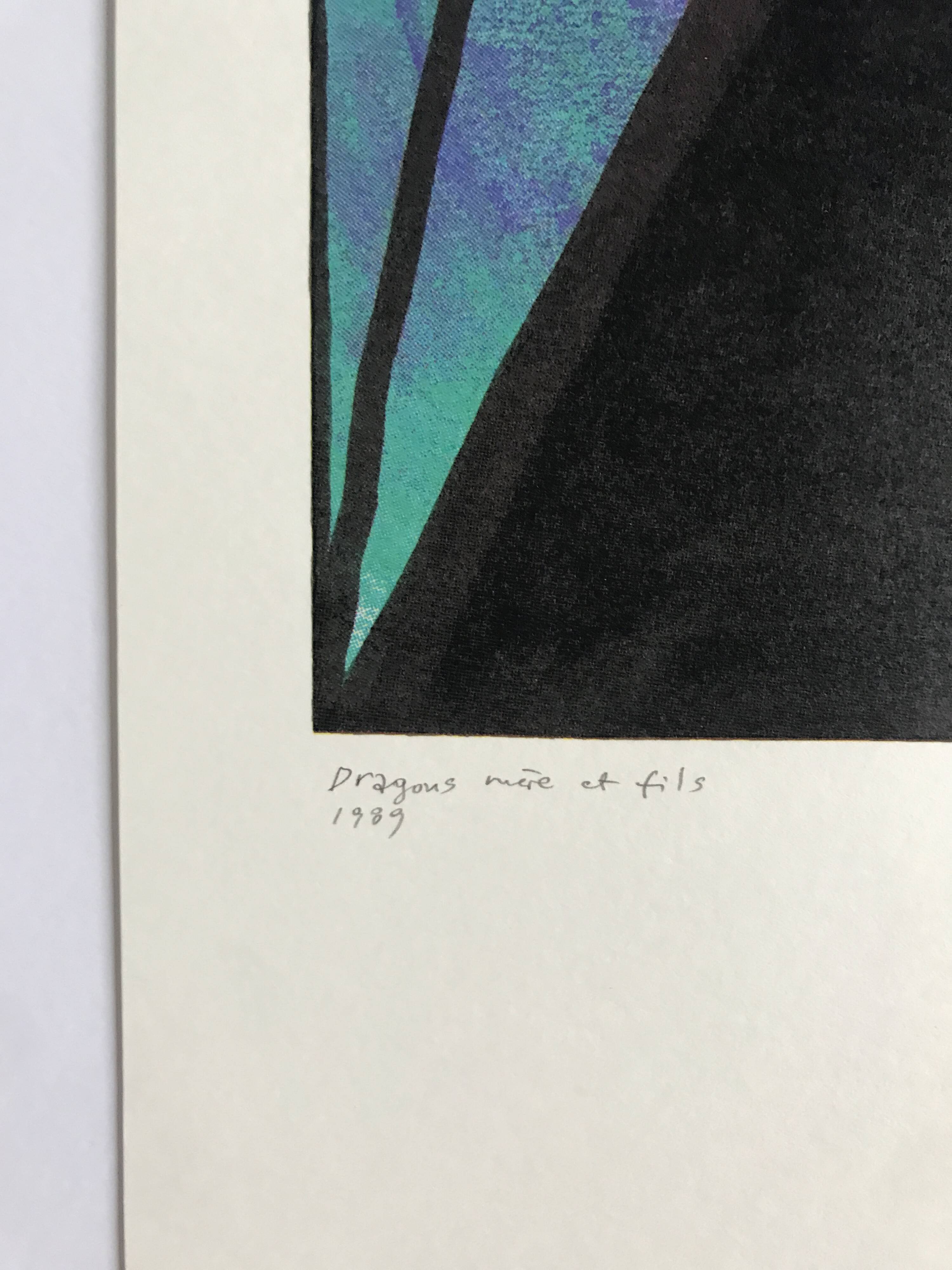 Pierre SZÉKELY, Dragons mère et fils, 1989. Epreuve laser signée au crayon