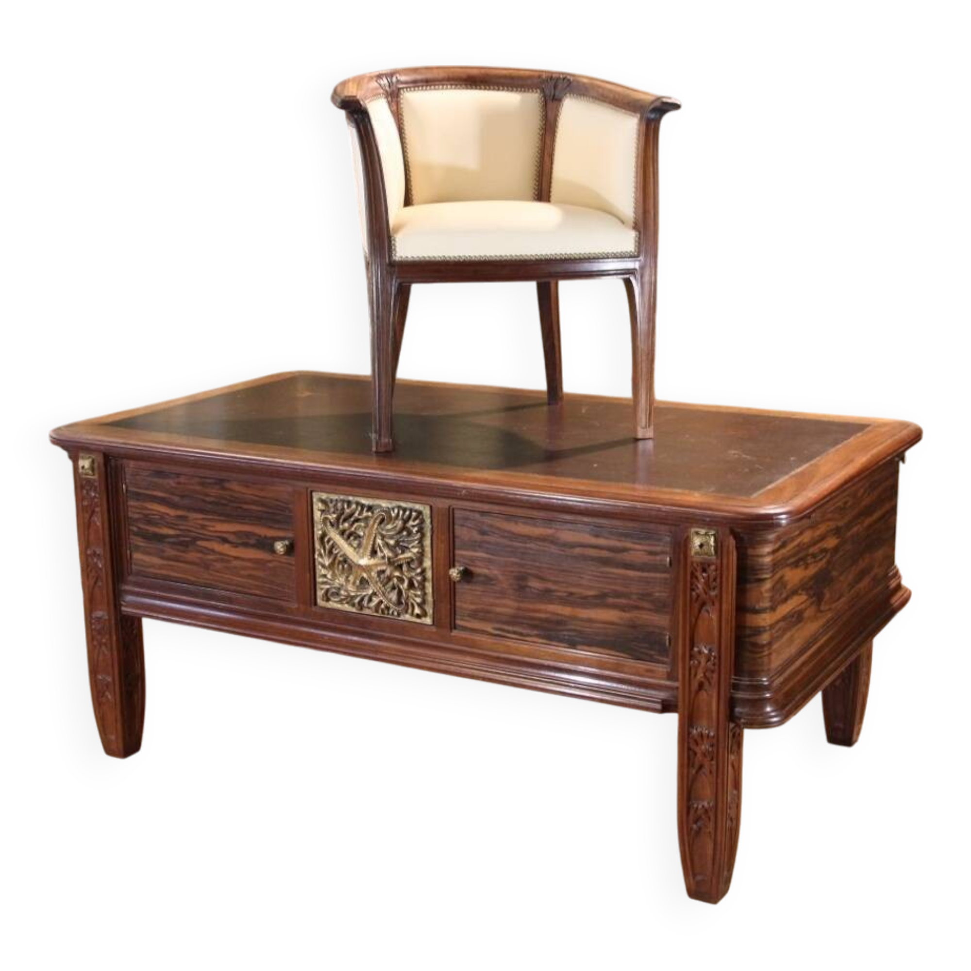 Art Deco flat desk and executive chair by Jules Cayette
