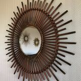 Rattan sun mirror - vintage 70