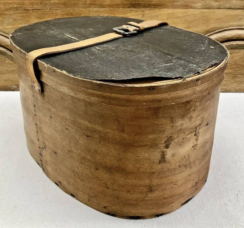 Old bent wood fur hat box