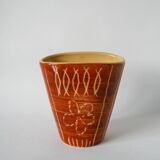 Patterned beige and brown ceramic vase, numbered 1970