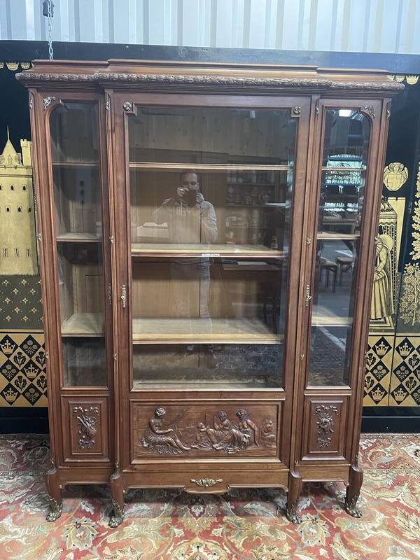 Empire style mahogany display cabinet bookcase