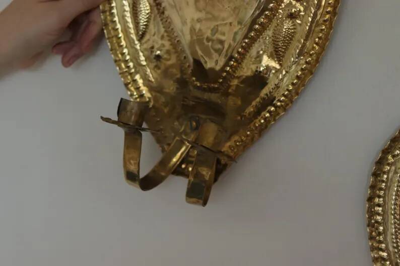 Baroque Style Mid-Century Brass Swedish Sconces
