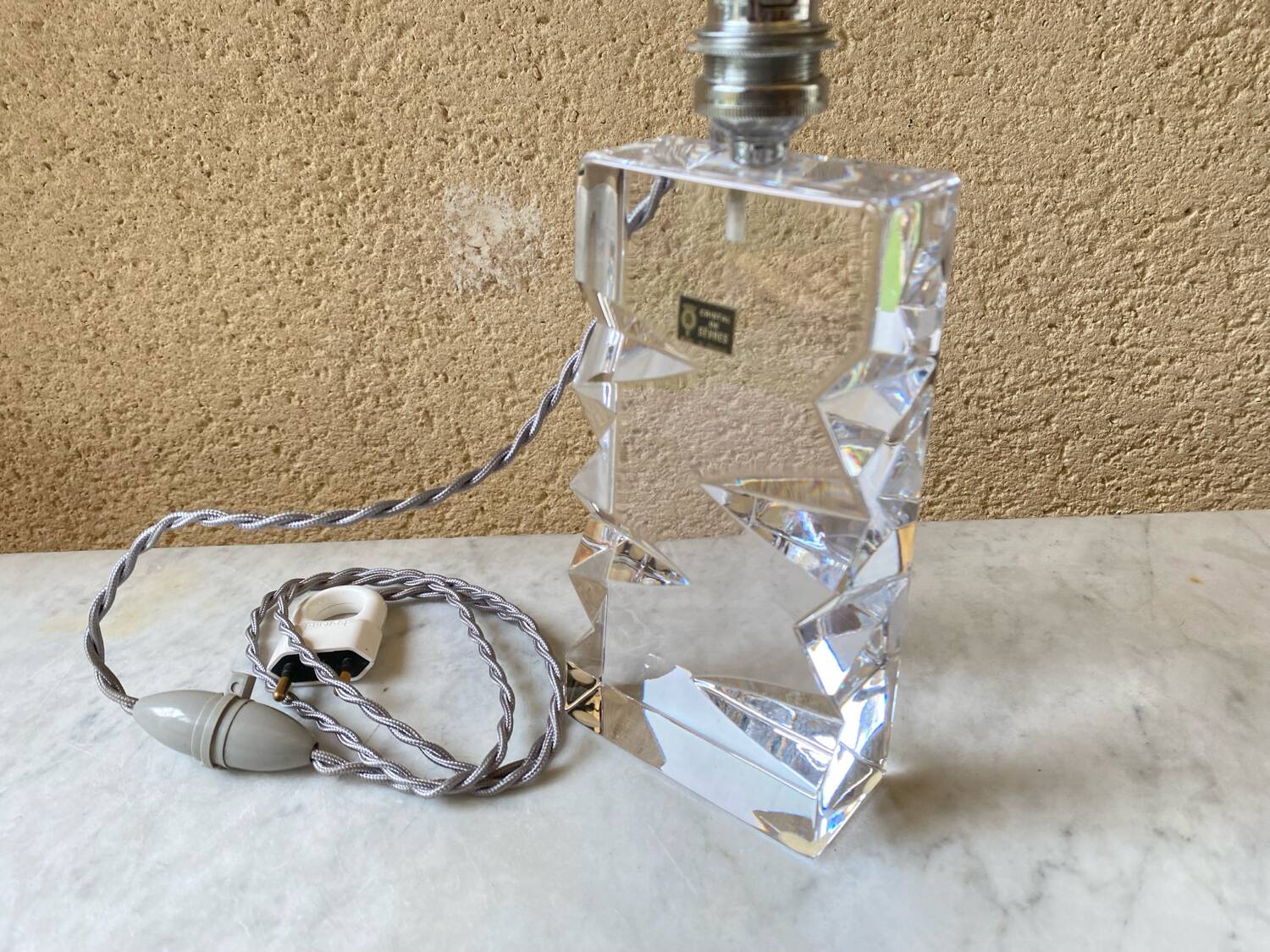 Vintage Sèvres crystal lamp base, Bauhaus/Art Deco design