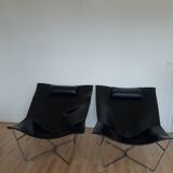 Fauteuils lounges semana en cuir noir en acier par David weeks.
