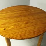 Scandinavian Round Pine Dining Table, 1970s