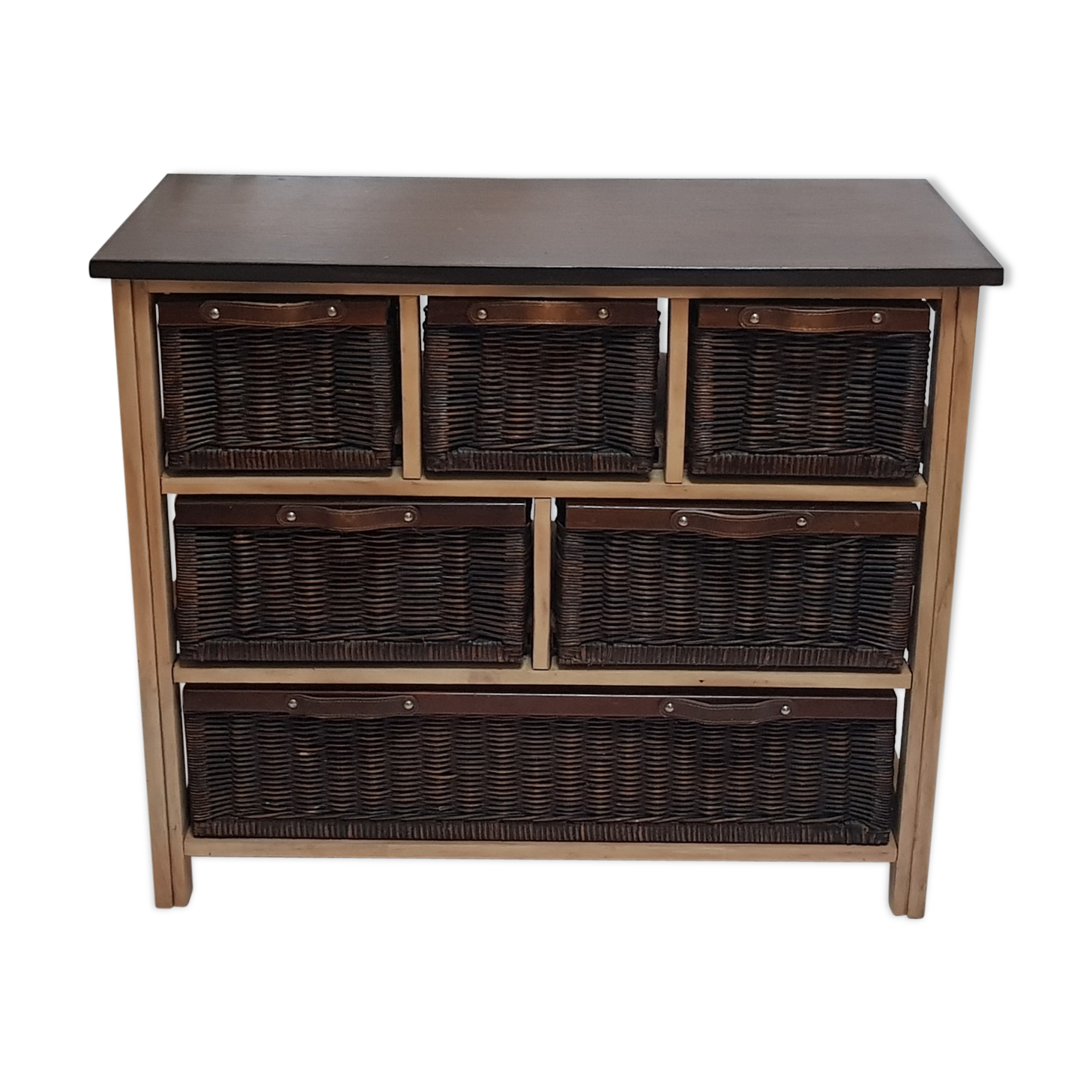 Commode 6 tiroirs en rotin