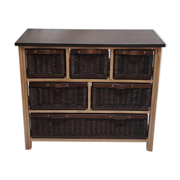 6-drawer rattan chest of drawers