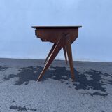 Modernist wooden desk with compass feet 1950