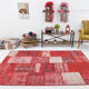 Tapis patchwork vintage en laine faite à la main 245x168cm