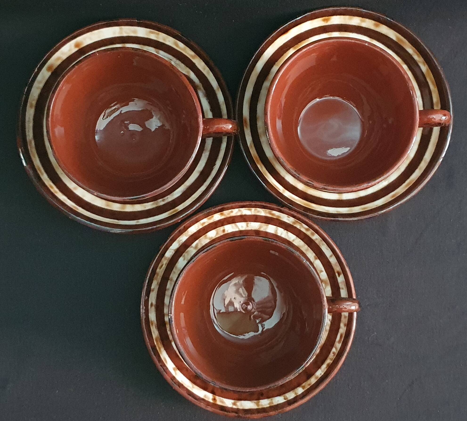 "Mary" Sarreguemines trio of cups
