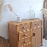 Vintage rattan chest of drawers