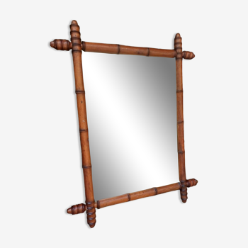 Miroir bambou en noyer 71 cm/ 56 cm époques fin 19 eme