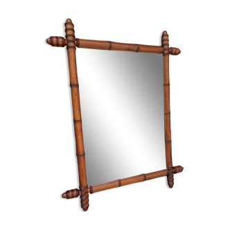 Miroir bambou en noyer 71 cm/ 56 cm époques fin 19 eme