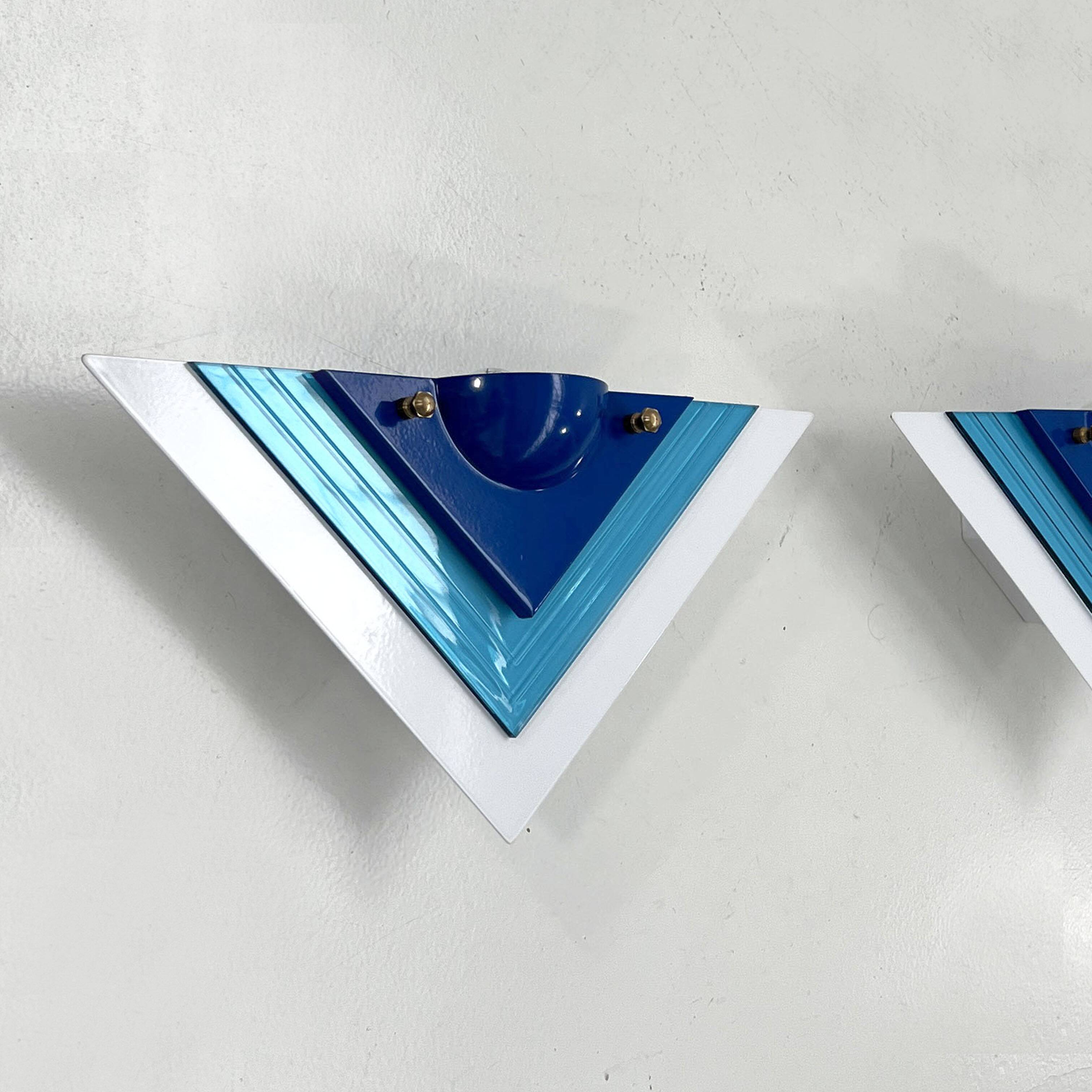 Paire d'appliques postmodernes bleues, 1980