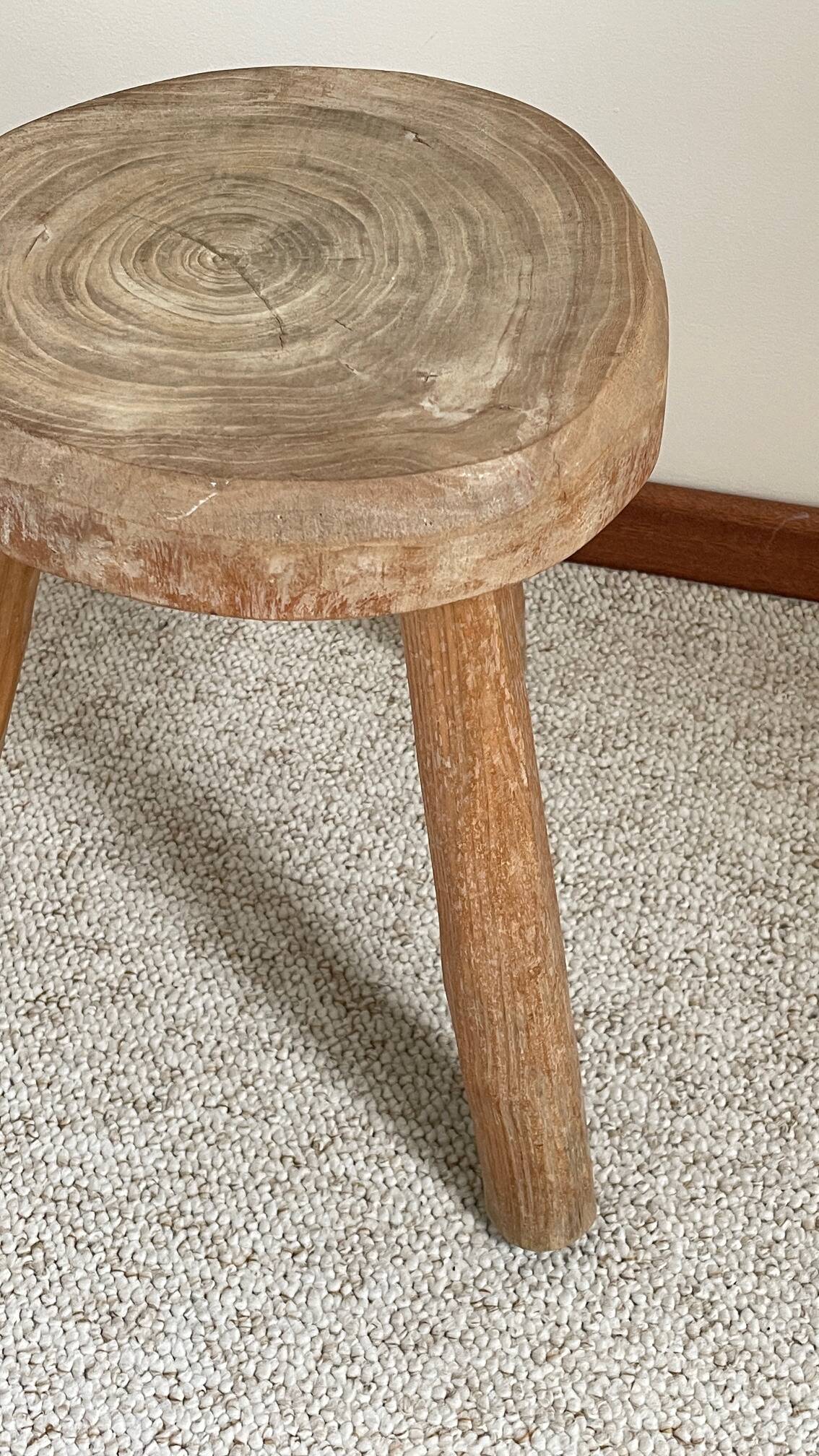 Vintage Solid Wood Tripod Stool