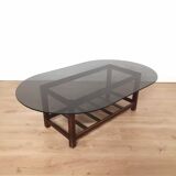 Scandinavian oval smoked glass coffee table