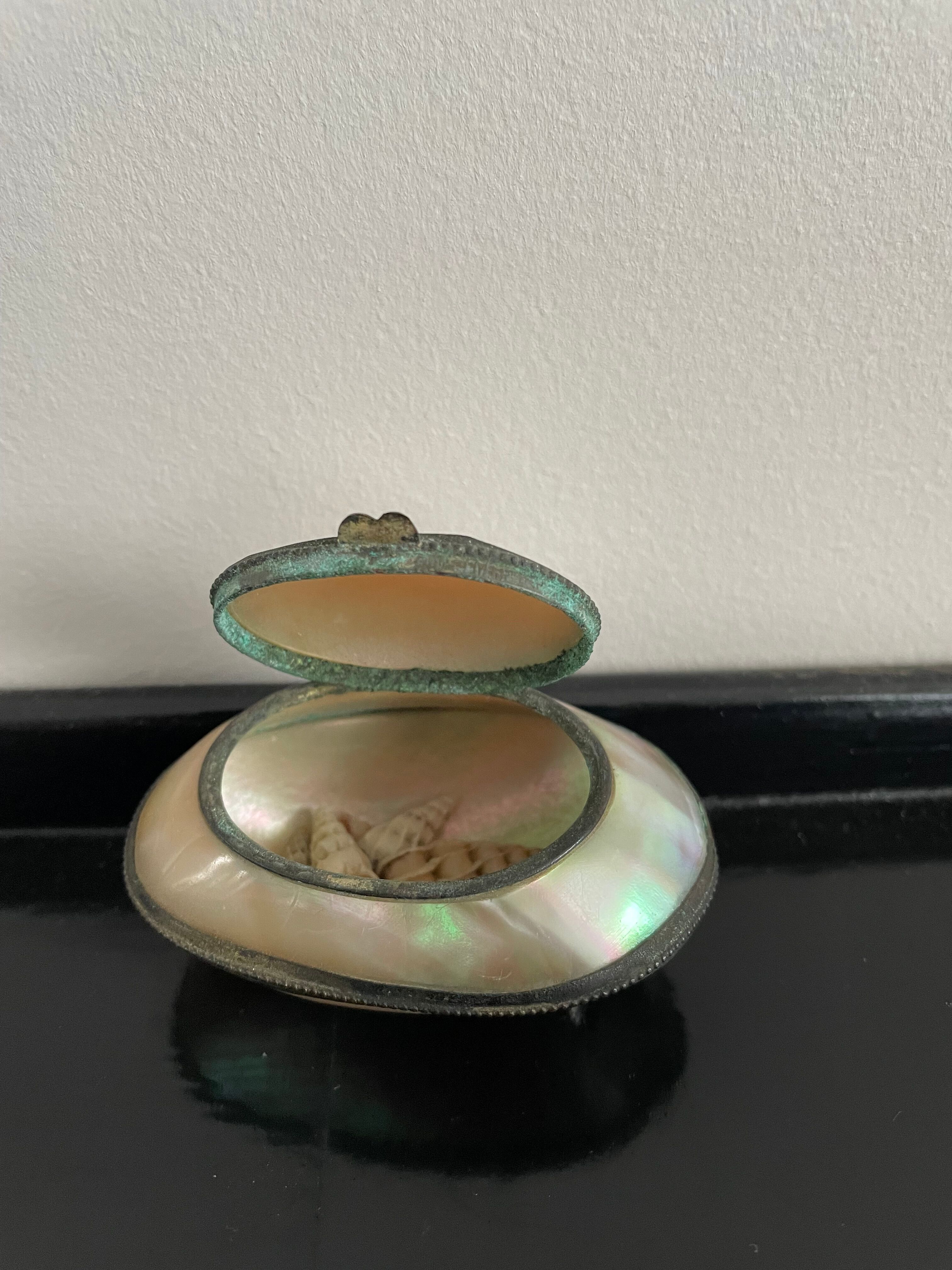 Mother-of-pearl box in the shape of a shell