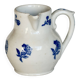 Pichet antique terre d'acier Saint-Uze motif fleuri bleu cobalt