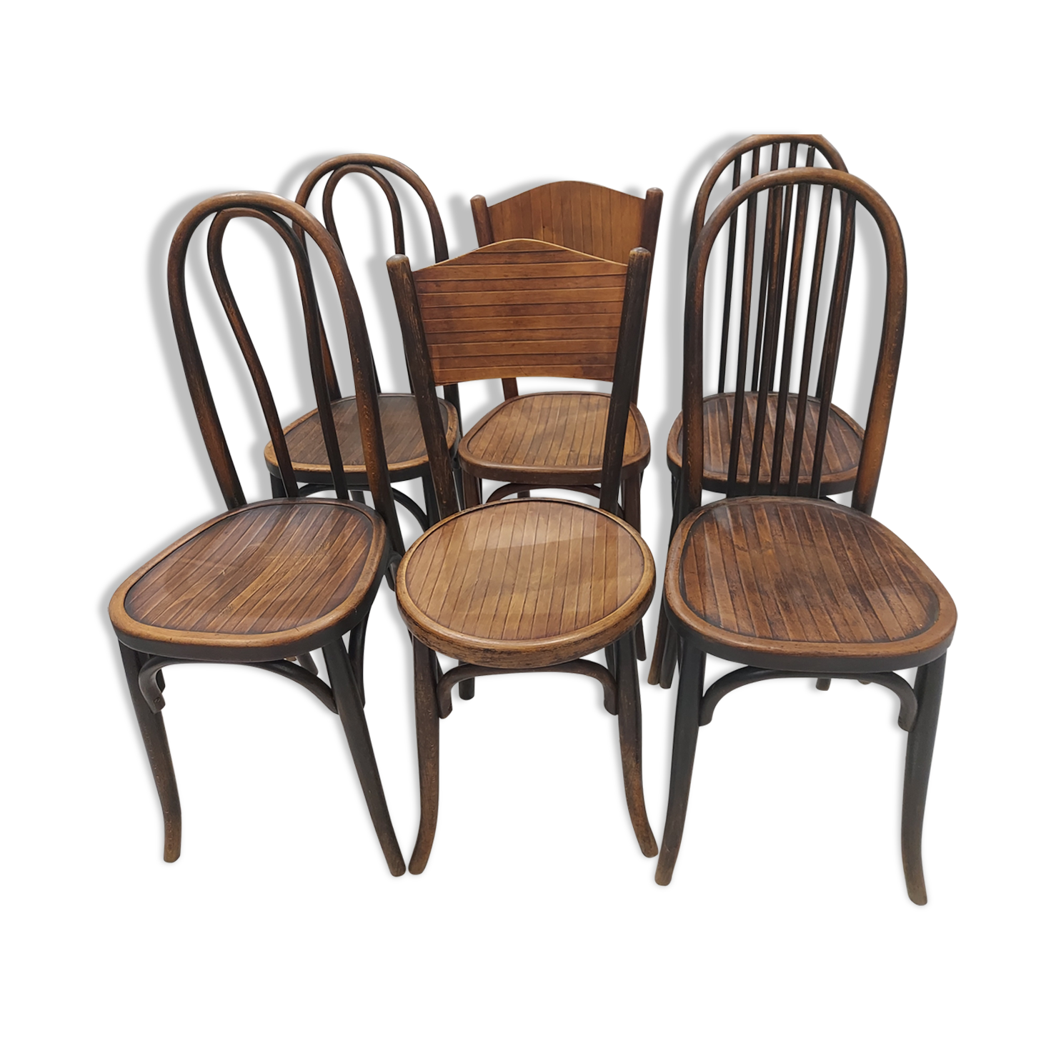 Suite de 6 chaises de Bistrot Baumann et Fischel années 1920