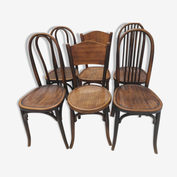 Suite de 6 chaises de Bistrot Baumann et Fischel années 1920