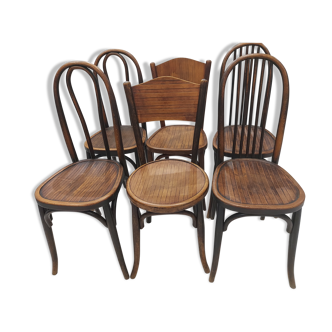 Suite of 6 chairs from Bistrot Baumann and Fischel 1920s