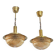 Danish Mid-Century Glass and Brass Chandeliers by Vitrika