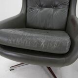 Ensemble de deux fauteuils à bascule pivotants en cuir du milieu du siècle, Peem, Finlande, 1970