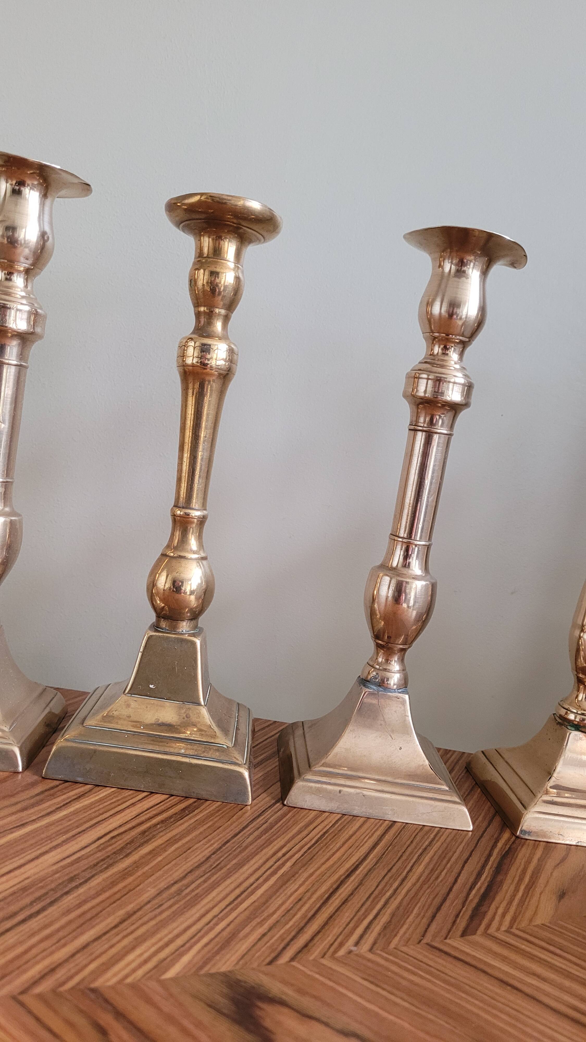 Set of 10 bronze-tinted brass candle holders 01 Pro