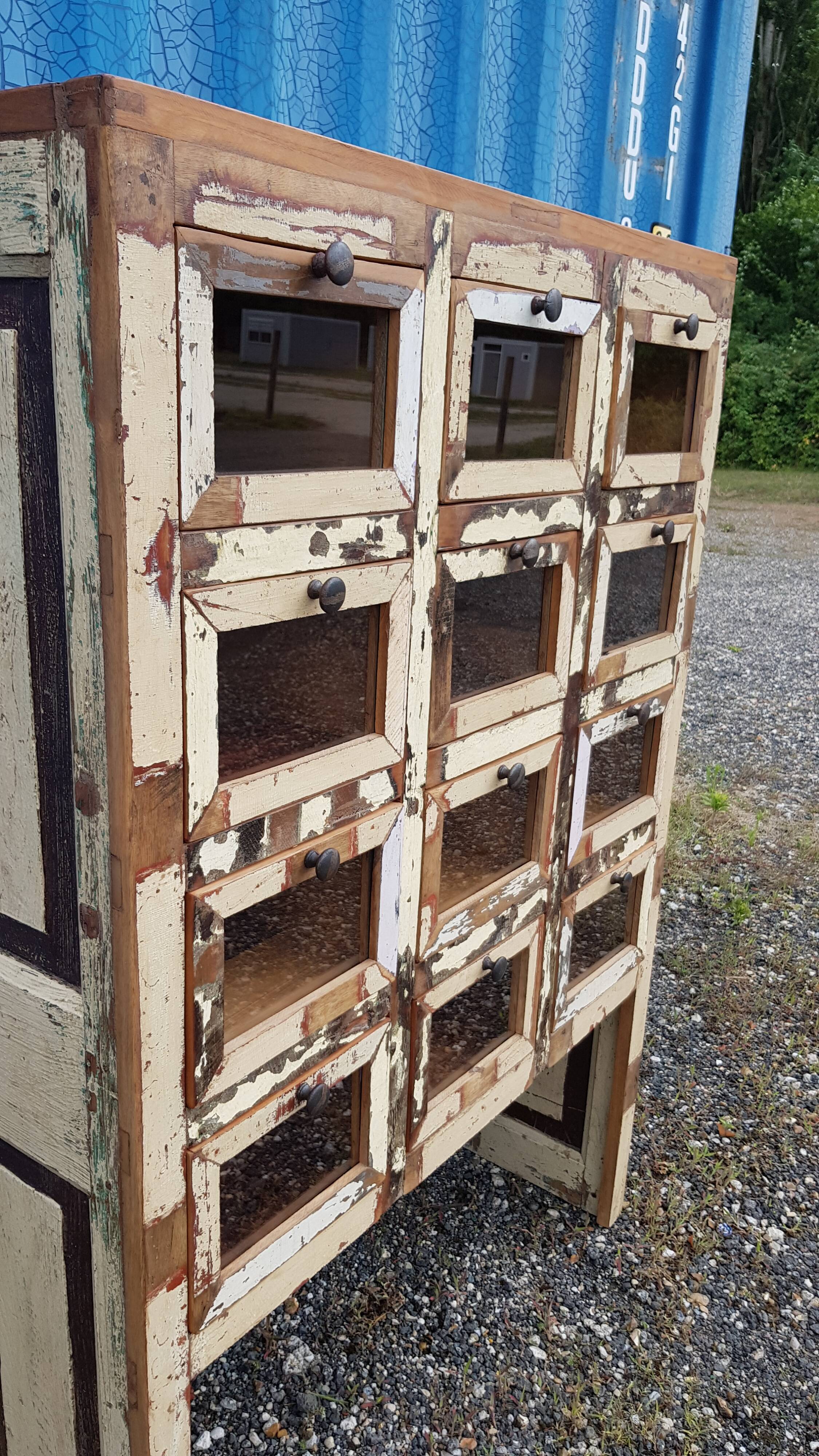 Merchant furniture - chest of drawers with 12 teak drawers