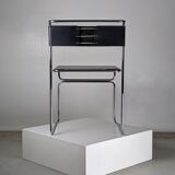 Suite of 4 chairs in chromed metal and leather by Giovanni Carini for Planula - 70s