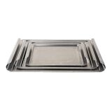 Set of stainless steel trays, Italian design, 1970s, made in Italy