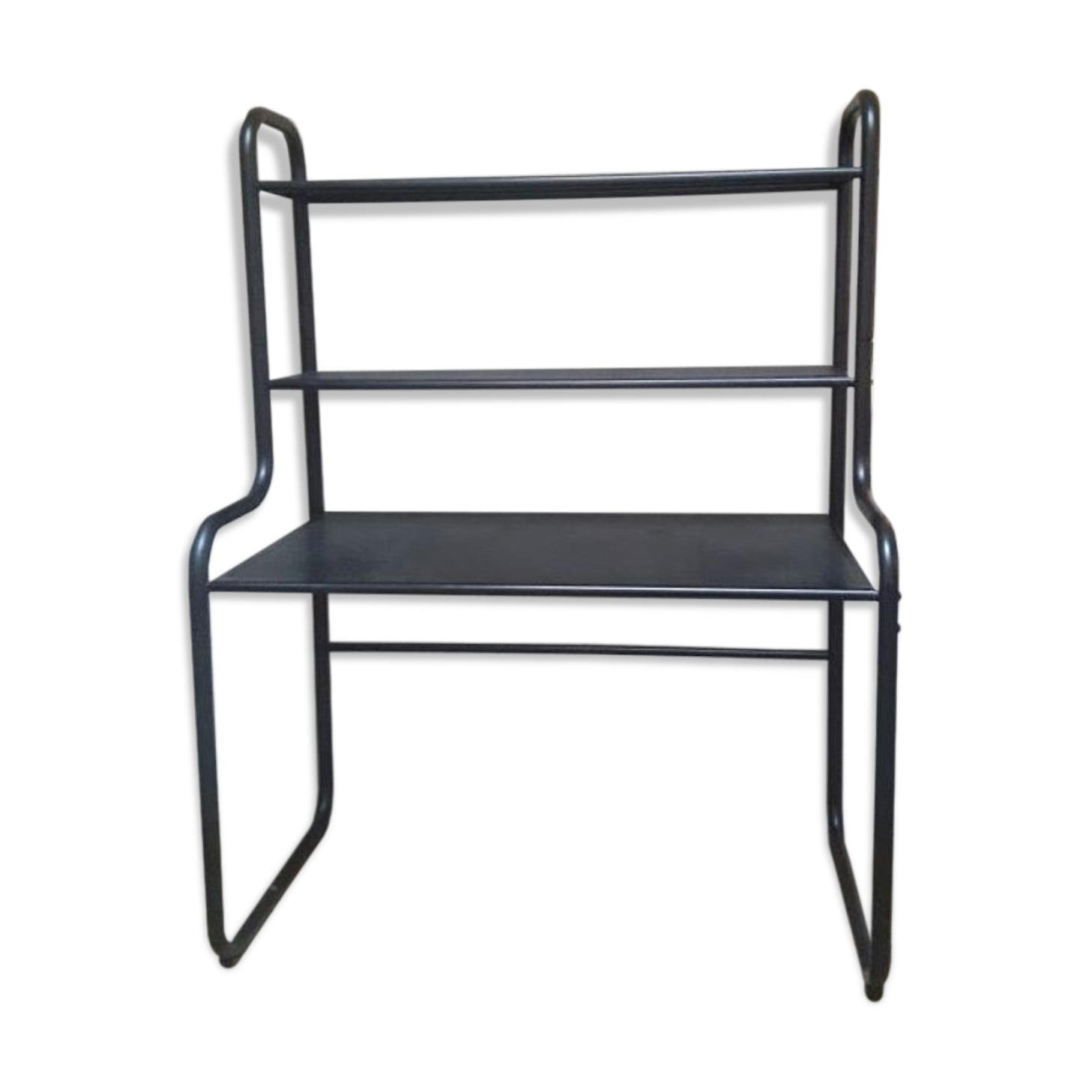 Desk shelves metal black vintage 80s