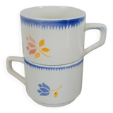 Lot de deux tasses à café fleuries