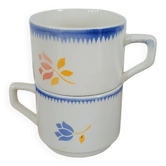 Lot de deux tasses à café fleuries