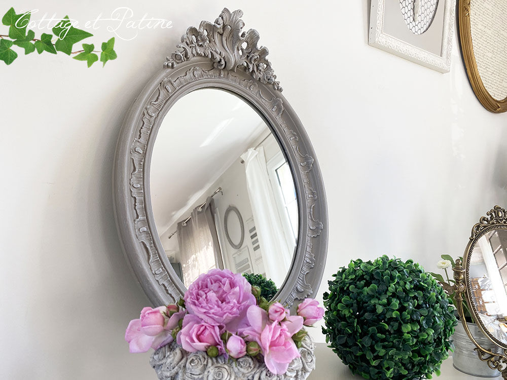 Old mirror patinated chic countryside