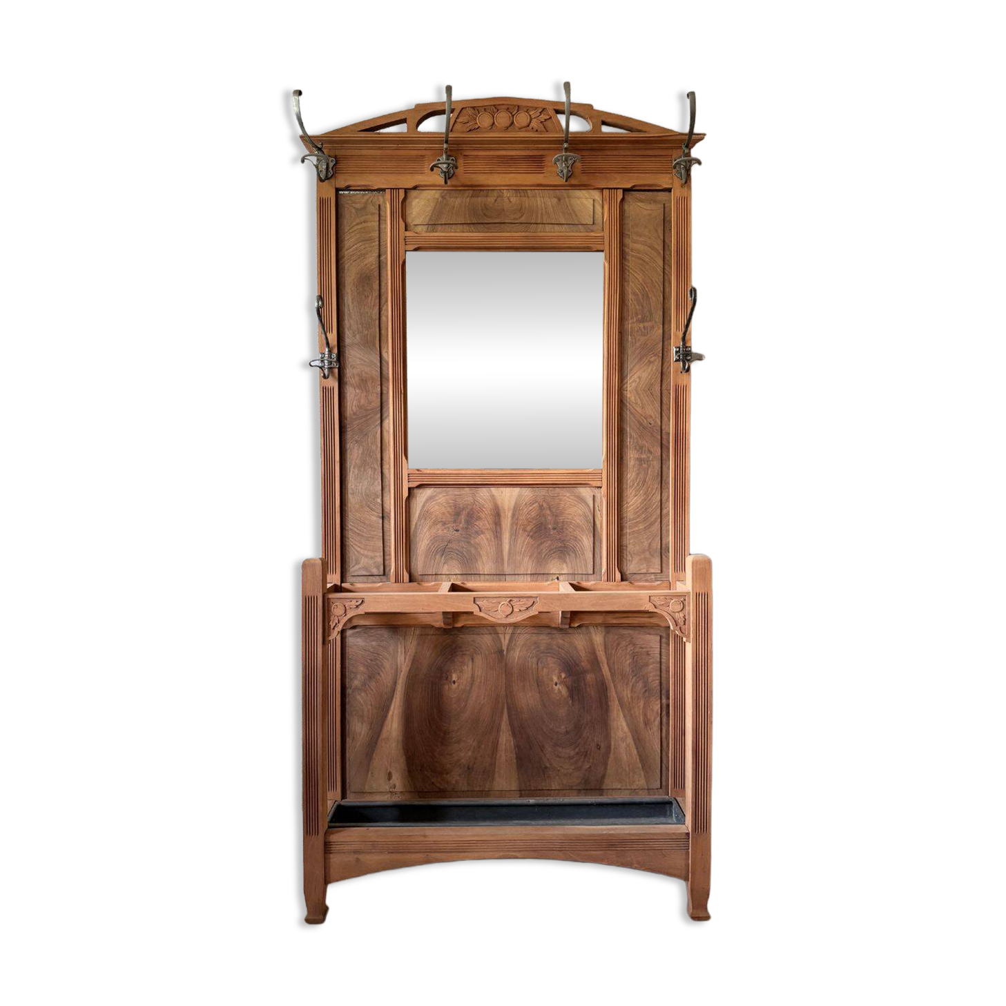 Art Deco entrance coat rack in walnut - Early 20th century